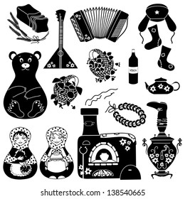 Set of black stylized russian icons