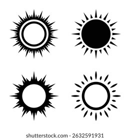 Set of black sun icon. Vector sun icons for graphic design. Vector EPS 10
