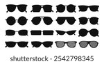 set black sunglasses cartoon icon collection.clip art sunglasses. varied shape glasses.on white background