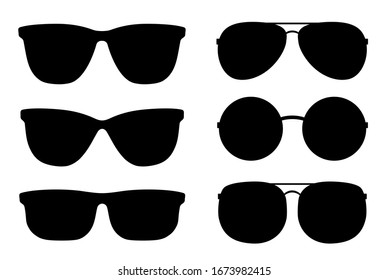 set of black sunglasses and glasses silhouettes