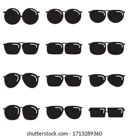 set of black Sunglasses Icon vector sign symbol for design