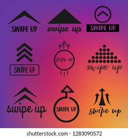 Set of black swipe up icons.Beautiful calligraphy text,special design.