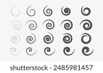 Set of Black Swirl icons.  Vortex. Whirlpool or hilix infographic elements. Vector 