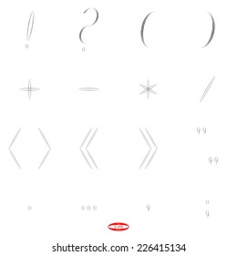 set of black symbols for alphabet on white background vector