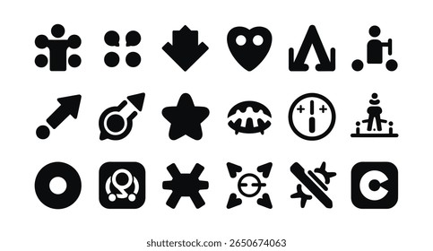 A set of black symbols icon vector