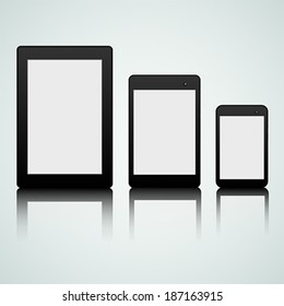 Set of  black tablet, laptop and smart phone