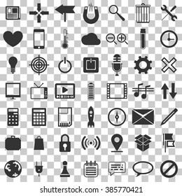 Set Black Technology Icons On Transparent Stock Vector (Royalty Free ...
