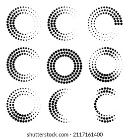 Set aus schwarz dicken Halbton gepunktet, Element für Vektorlogo.