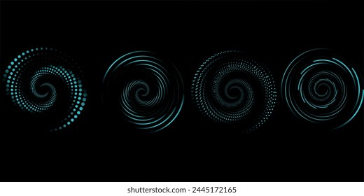 Conjunto de líneas de velocidad punteadas de semitono grueso negro. Líneas de velocidad en forma de círculo. Arte geométrico