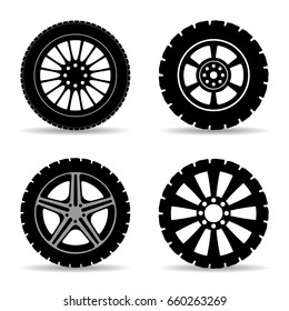 Set black tire - stock vector