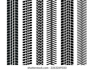 Set of black tire tracks.Vector tire marks.