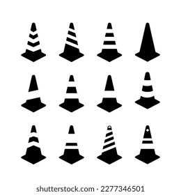 Establece el vector de iconos de cono de tráfico negro.
