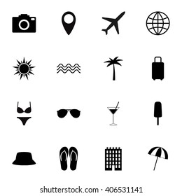 Set of black travel icons, vector illustration