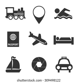 Set of black traveling icons