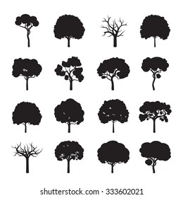 Set of Black Trees. Vector Illustration.