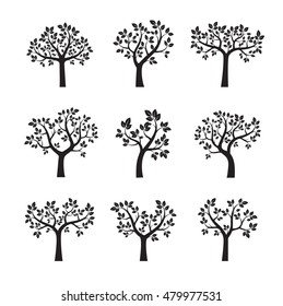 Set of Black Trees. Vector Illustration.