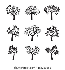 Set of Black Trees. Vector Illustration.