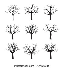 Set of Black Trees. Vector Illustration.