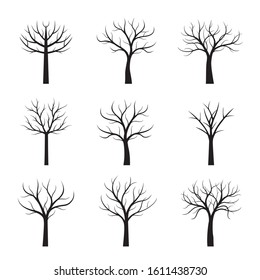 Set Black Trees Without Leaves On Stock Vector (Royalty Free ...