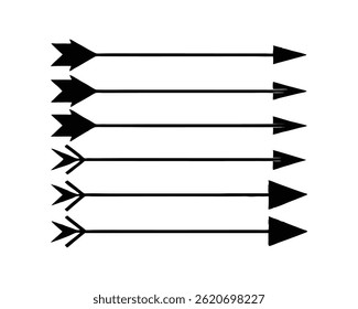 Conjunto de ponteiros de seta triangulares pretos isolados em branco.