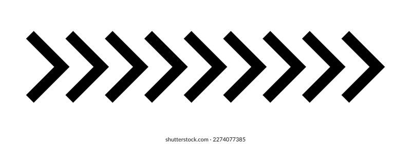 Set of black unidirectional arrows symbol. Simple arrow icon.