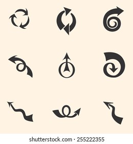 Set of black universal arrows and symbols.