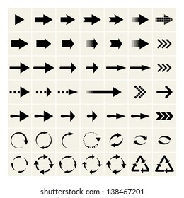 set of black universal arrows. vector eps8