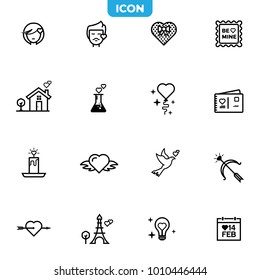 Set of black valentine's icon, isolated in white background. editable stroke.