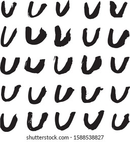 Set of Black vector abstract brush strokes isolated stain blot check mark