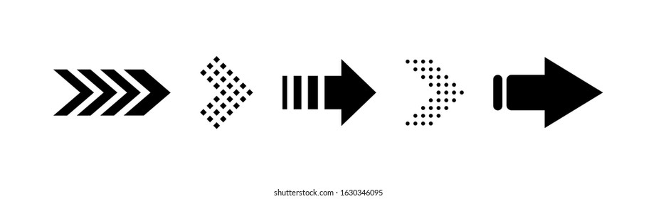 Set of black vector arrow icon. Collection different arrows sign.
