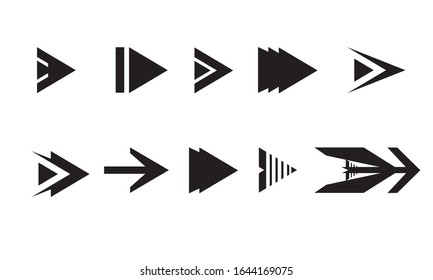 Conjunto de iconos vectoriales negros de flecha.flecha ilustración vectorial y colection.arrows vectorial