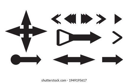 Conjunto de flecha vectorial negra.flecha ilustración vectorial y icono de vector colection.flws.