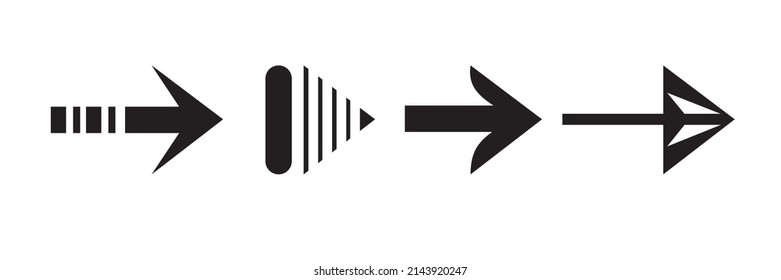 Set von schwarzem Vektorpfeil.Pfeil Vektorgrafik und collection.arrows Vektorsymbol.
