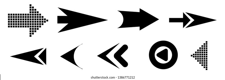 Set of black vector arrows. Arrow icons