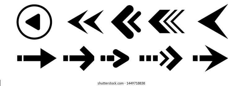 Set of black vector arrows. Arrow icons