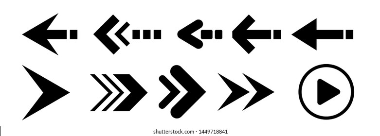 Set of black vector arrows. Arrow icons