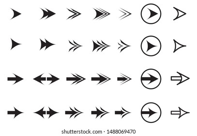 Set of black vector arrows. Arrow icons