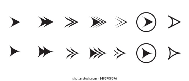 Set of black vector arrows. Arrow icons