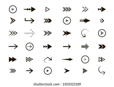 Set of black vector arrows. Arrow icon. Collection of concept arrows for web design, mobile apps, interface and more.