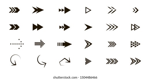 Set of black vector arrows. Arrow icon. Collection of concept arrows for web design, mobile apps, interface and more.
