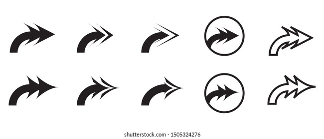 Set of black vector arrows. Arrow icons
