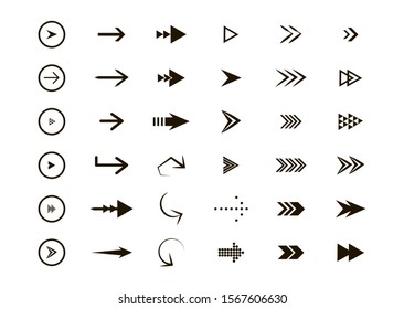 Set of black vector arrows. Arrow icon. Collection of concept arrows for web design, mobile apps, interface and more.