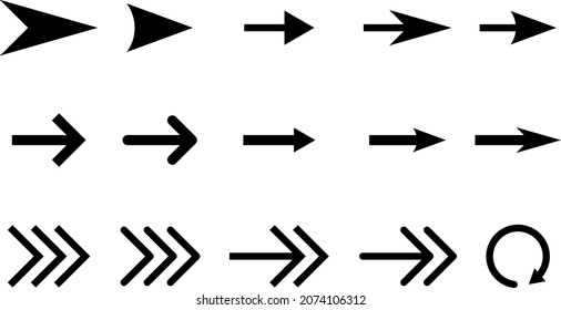 Set of black vector arrows. Arrow icon. Arrow vector icon. Arrow vector collection