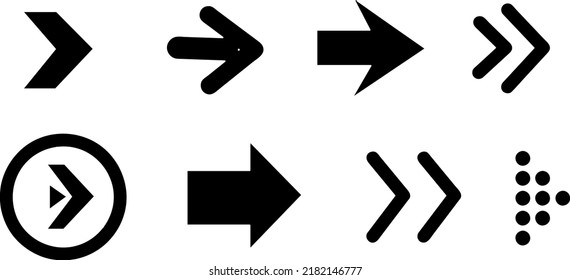 Set of black vector arrows. Arrow icons