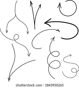 set of black vector arrows for diagrams on a white background