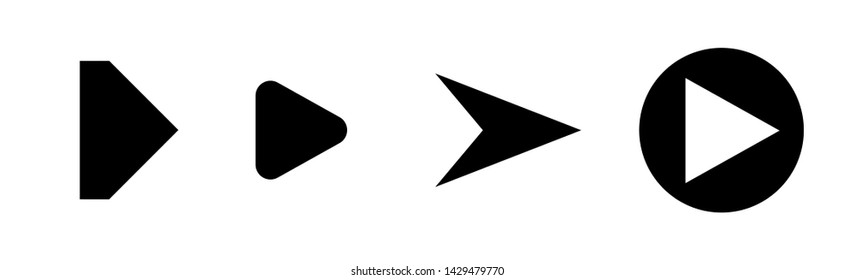 Set of black vector arrows with elegant style. Isolated interface line symbol for app, web and music digital illustration design. 