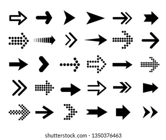 Set of black vector arrows. Arrows flat style - stock vector.