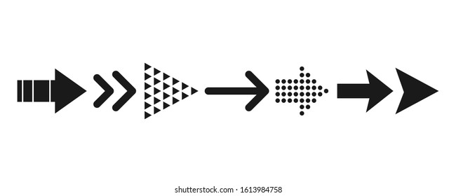 Set of black vector arrows. Arrows icon. Black arrows isolated on white background
