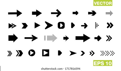  Satz schwarzer Vektorillustration-Pfeile. Pfeilsymbol. Pfeil-Vektorillustration-Symbol.
