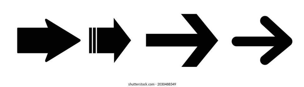 Set of black vector arrows icon on white for direction. symbol vector illustration